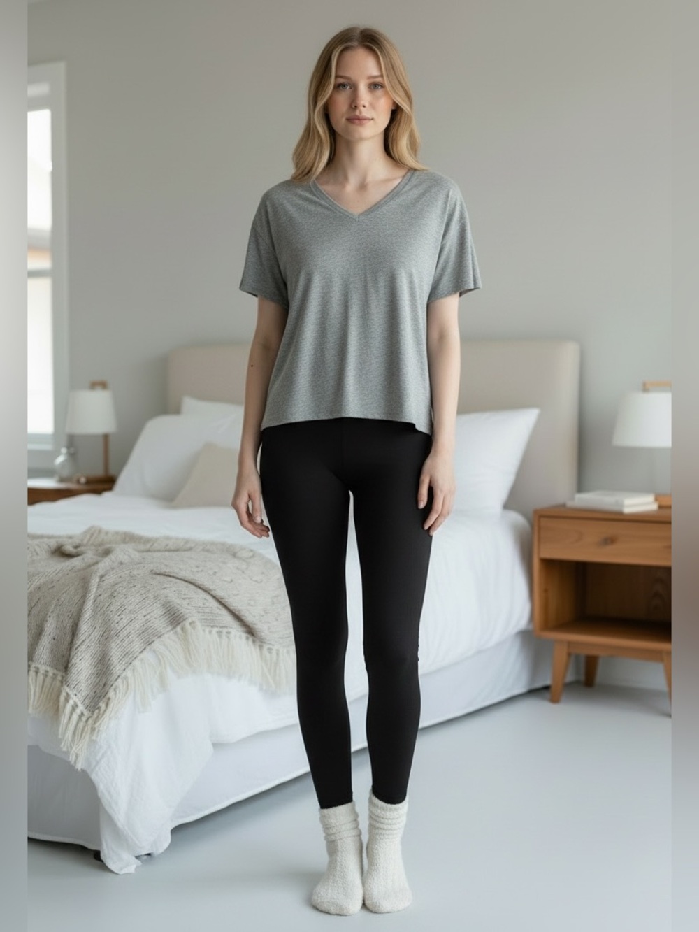 Max Studio Sleepwear Super Soft Heather Grey V-neck Sleep Tee